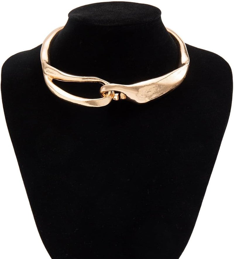 Hewill Store Chunky Gold Necklace Big Statement Chunky Necklace for Women African Tribe Wide Metal Choker Necklaces Jewelry - Image 3